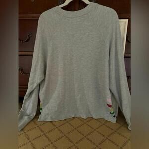 Sundry gray distressed long sleeve crew neck sweatshirt with side details L